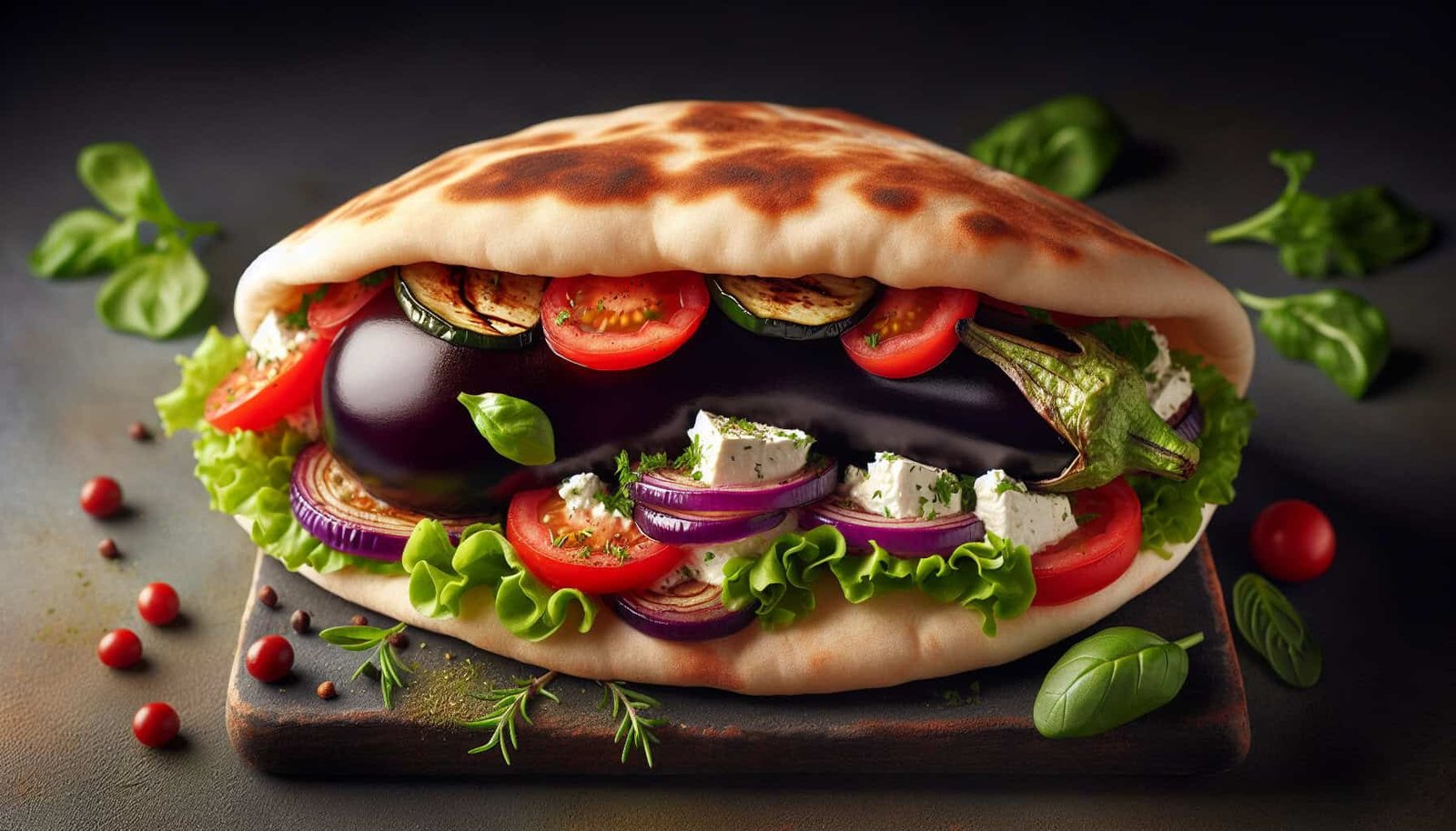 Eggplant-stuffed pita sandwiches Eggplant-stuffed pita sandwiches